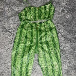 2 Piece FashionNova Snake Skin Leather Short Set